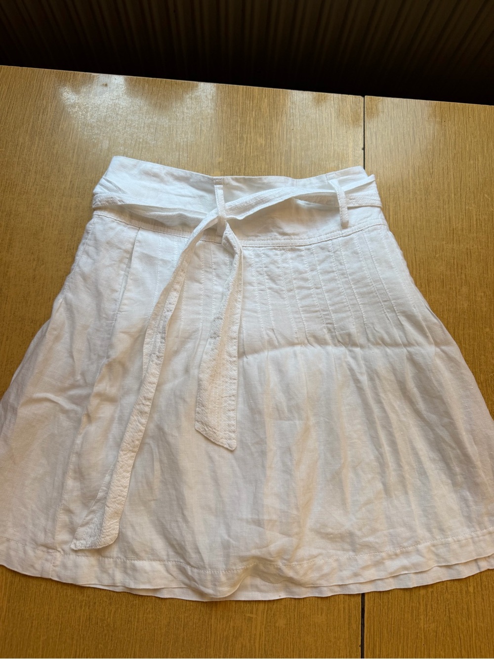 Espirit  white linen A-line skirt with a self-tie waist belt US size 2